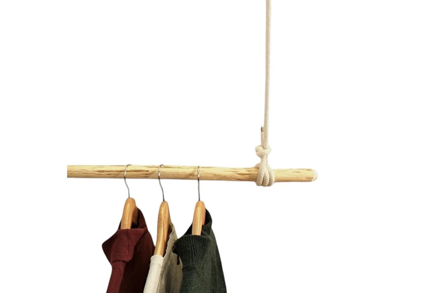 herbeschick. Hängegarderobe Naturbursche Haselnussholz & Baumwollseil - Bild 2