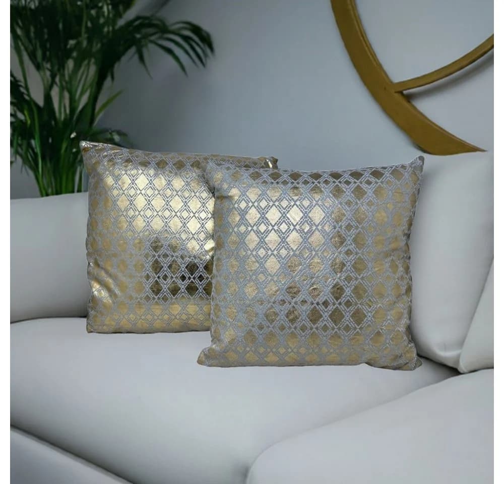 Jet-Line Dekokissen 2er Set Raute Gold 40x40 cm