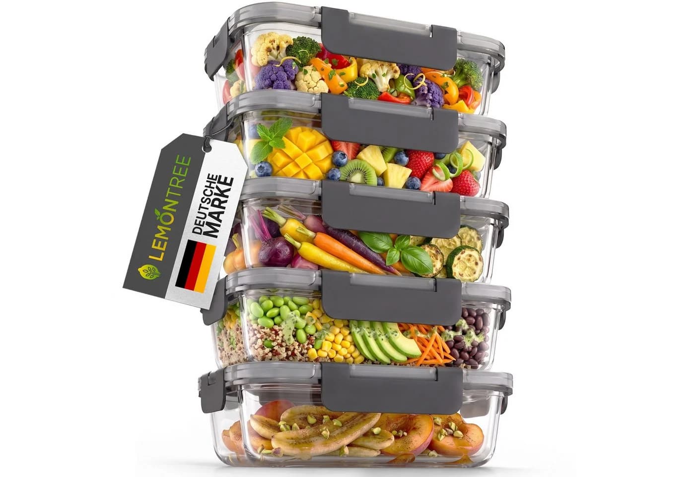 Lemontree Vorratsdose Glas Luftdicht - Meal Prep Boxen Set - Bild 2
