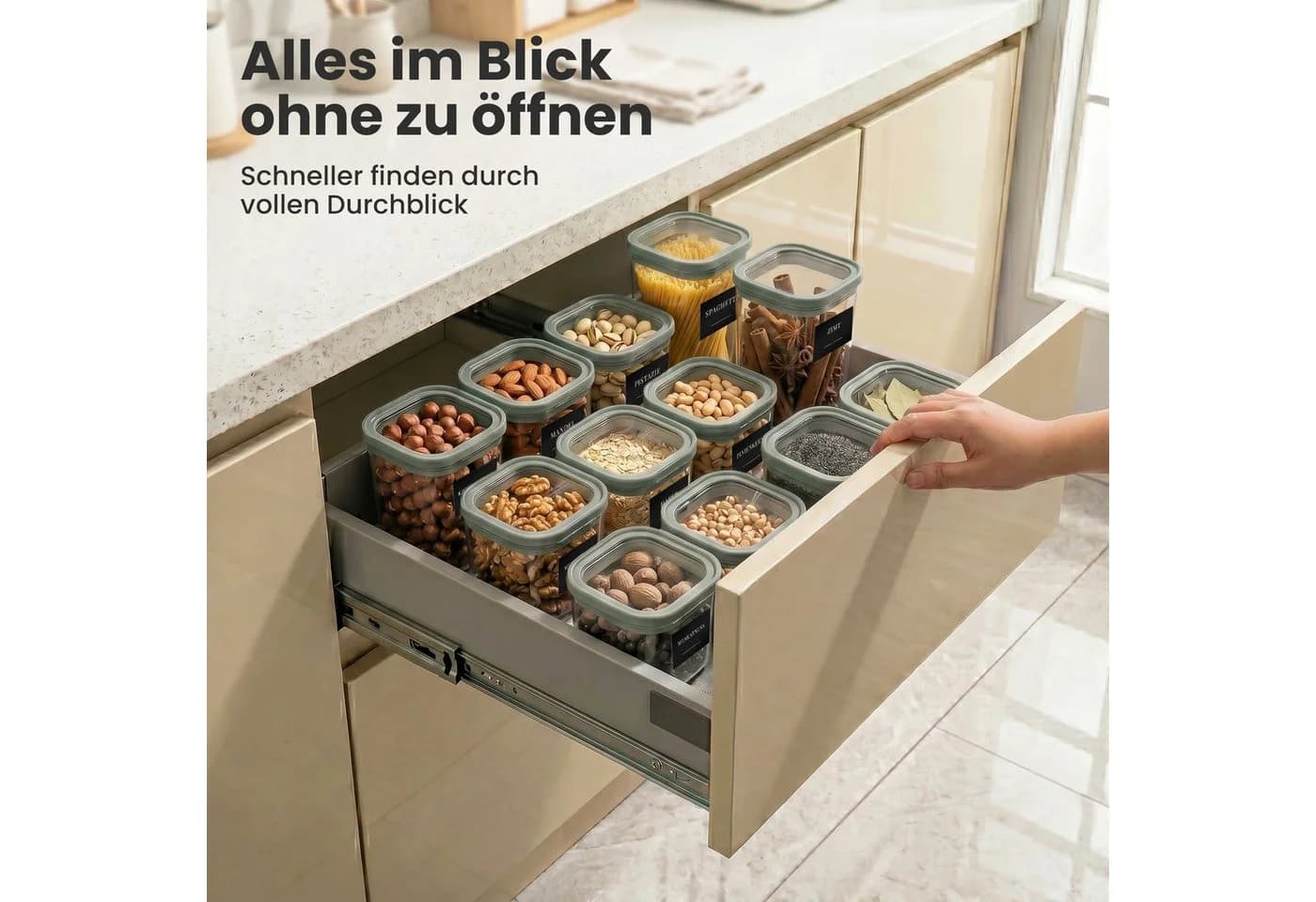Lemontree Vorratsglas Set luftdicht mit Deckel und Etiketten - Bild 3