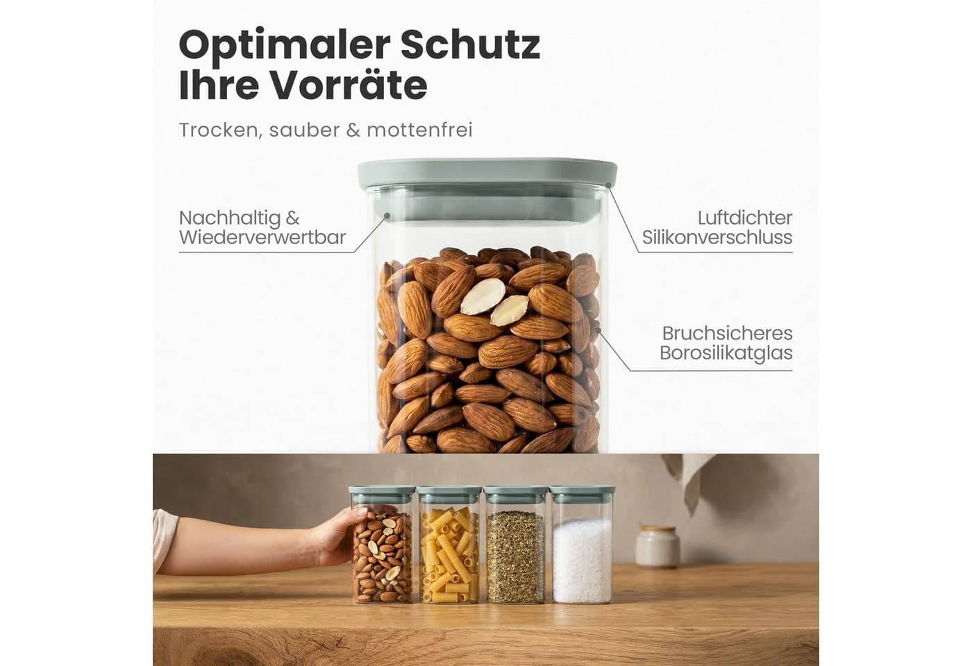 Lemontree Vorratsglas Set luftdicht mit Deckel und Etiketten - Bild 4