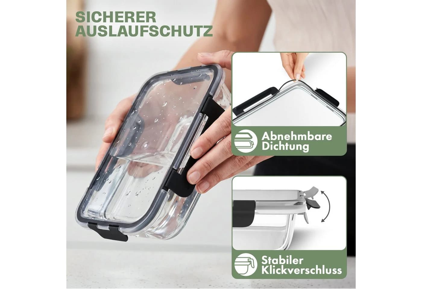 Lemontree Vorratsdose Glas 1040ml Luftdicht Stapelbar - Bild 5