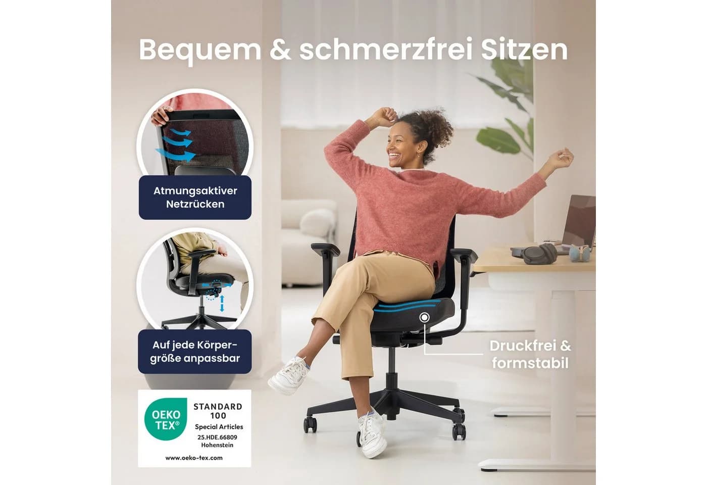 Ergotopia Bürostuhl PureBack mit Kopfstütze - Bild 3