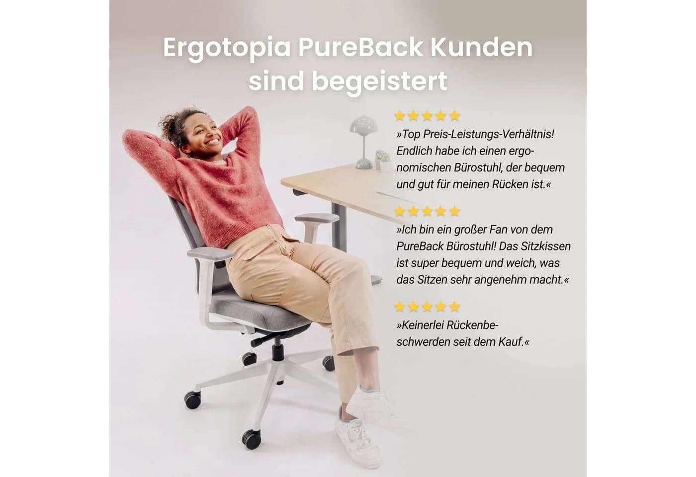 Ergotopia Bürostuhl PureBack Ergonomischer Schreibtischstuhl