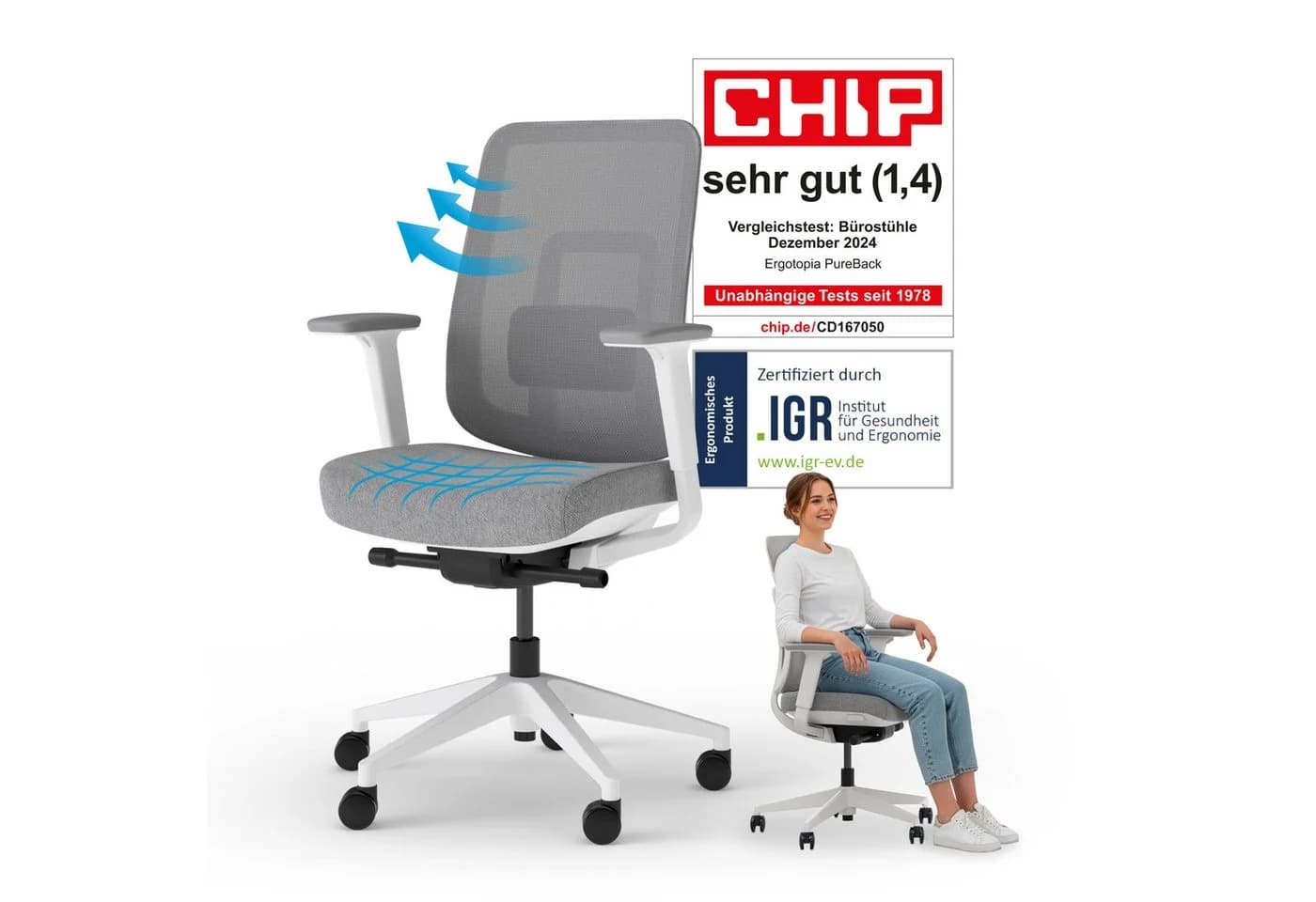 Ergotopia Bürostuhl PureBack Ergonomischer Schreibtischstuhl - Bild 2