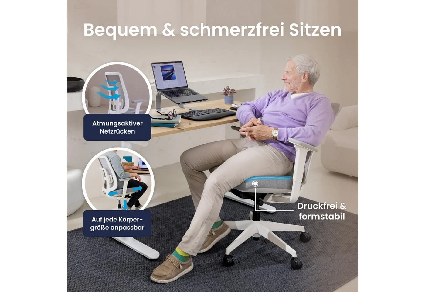 Ergotopia Bürostuhl PureBack Ergonomischer Schreibtischstuhl - Bild 3