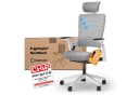 Ergotopia NextBack Bürostuhl Grau-Weiß mit 3D Armlehnen & Kopfstütze Bild 2