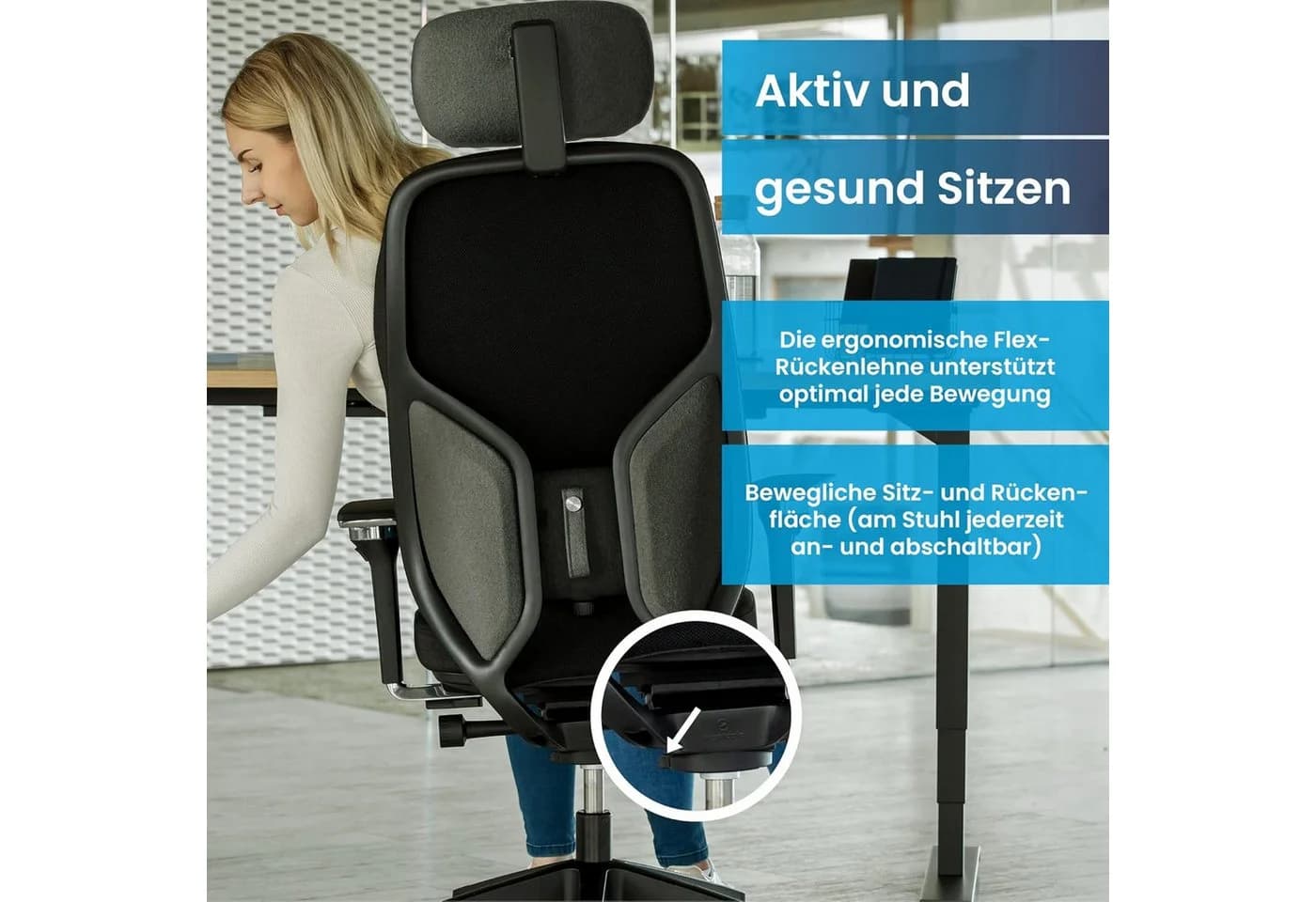 Ergotopia MasterBack Bürostuhl Schwarz Ergonomisch mit Kopfstütze