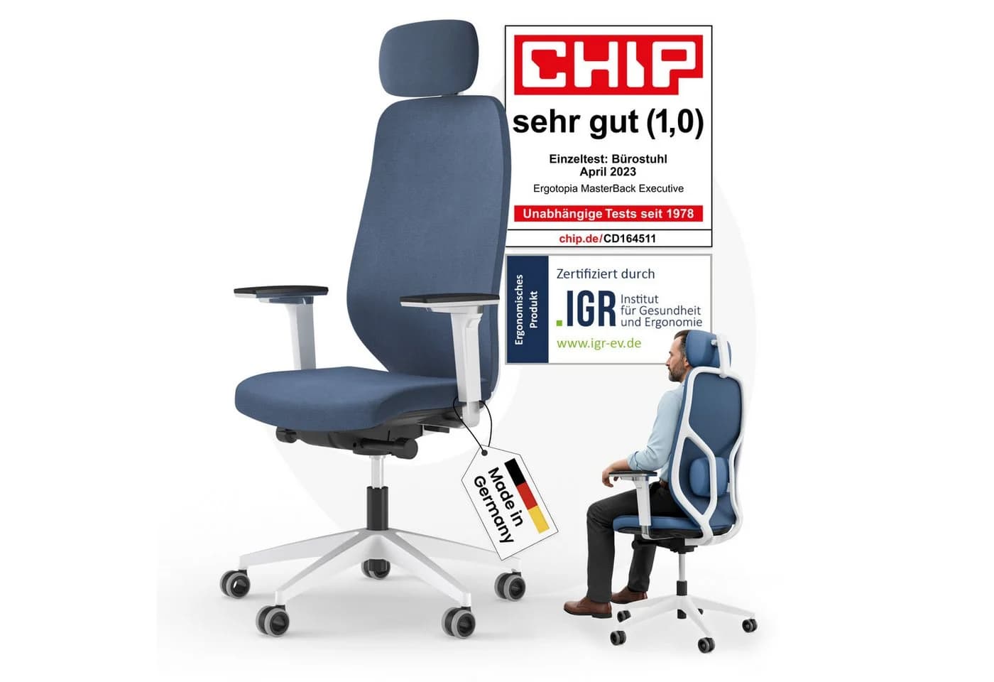 Ergotopia MasterBack Ergonomischer Bürostuhl mit Kopfstütze - Bild 2