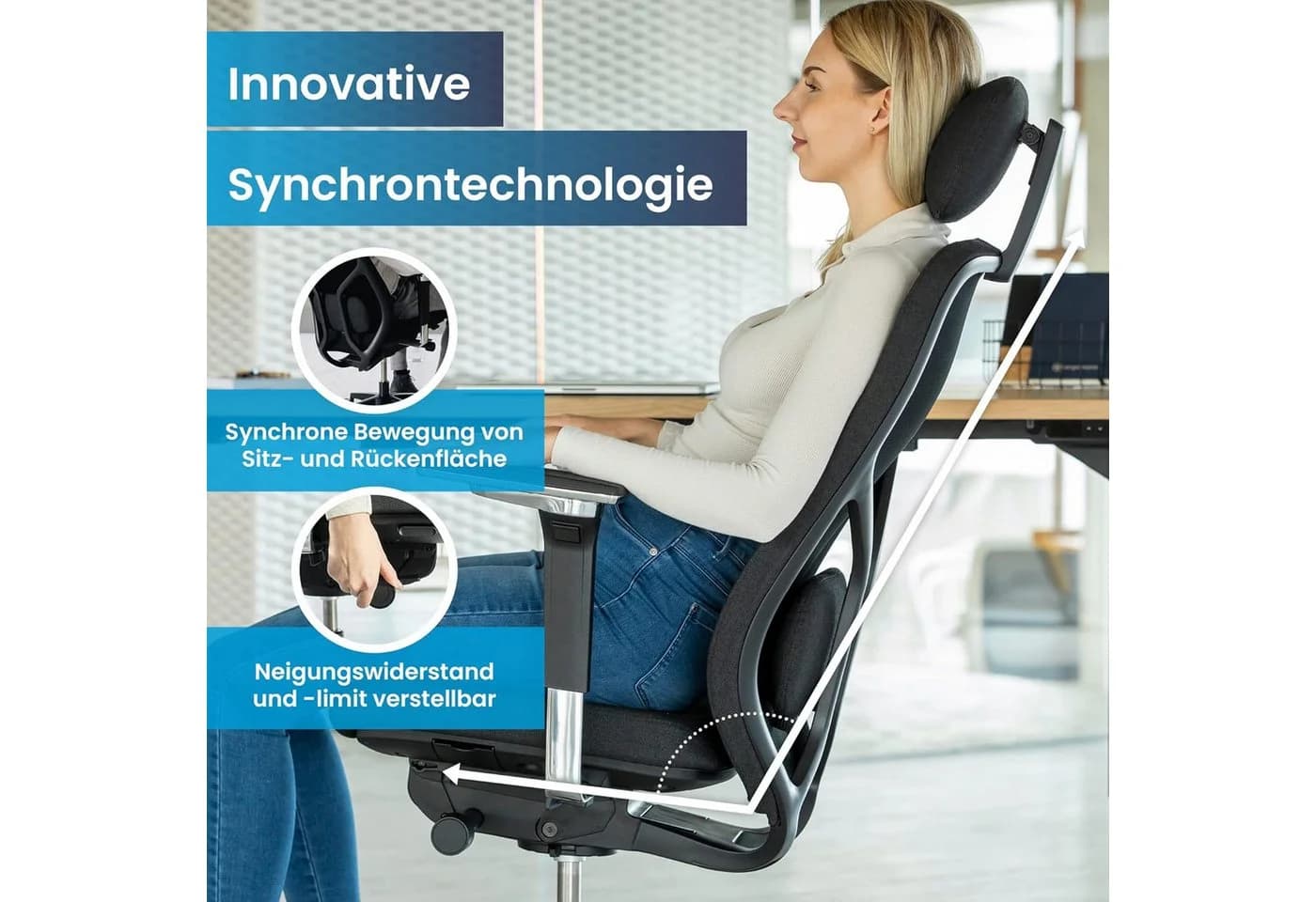 Ergotopia MasterBack Ergonomischer Bürostuhl mit Kopfstütze - Bild 3
