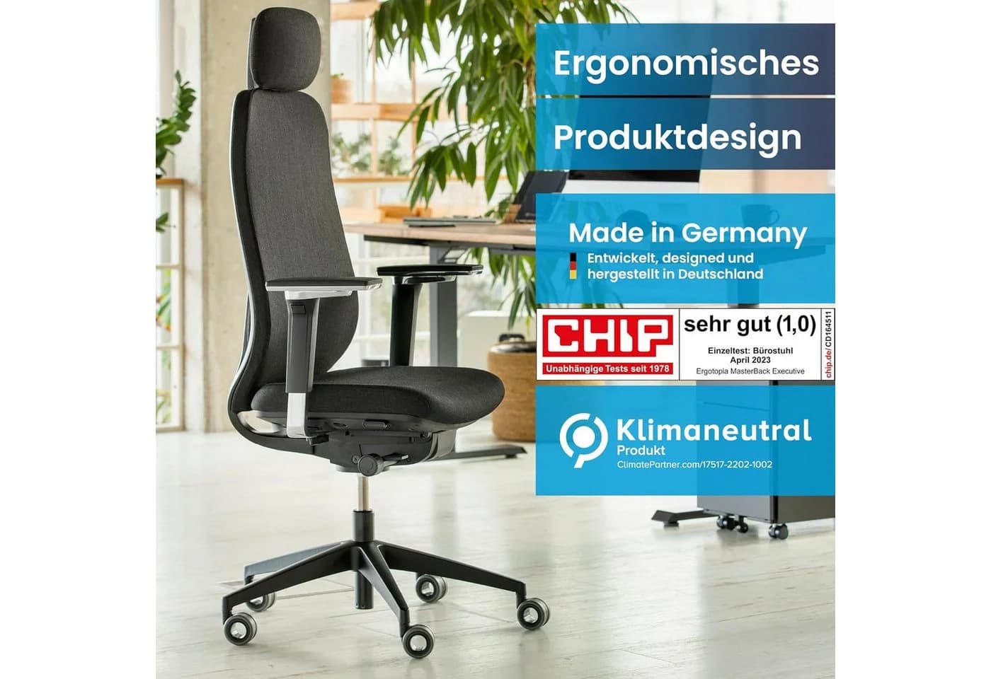 Ergotopia MasterBack Ergonomischer Bürostuhl mit Kopfstütze - Bild 4