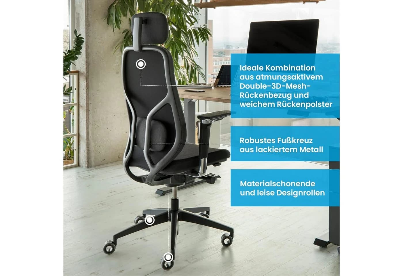 Ergotopia MasterBack Ergonomischer Bürostuhl mit Kopfstütze - Bild 5