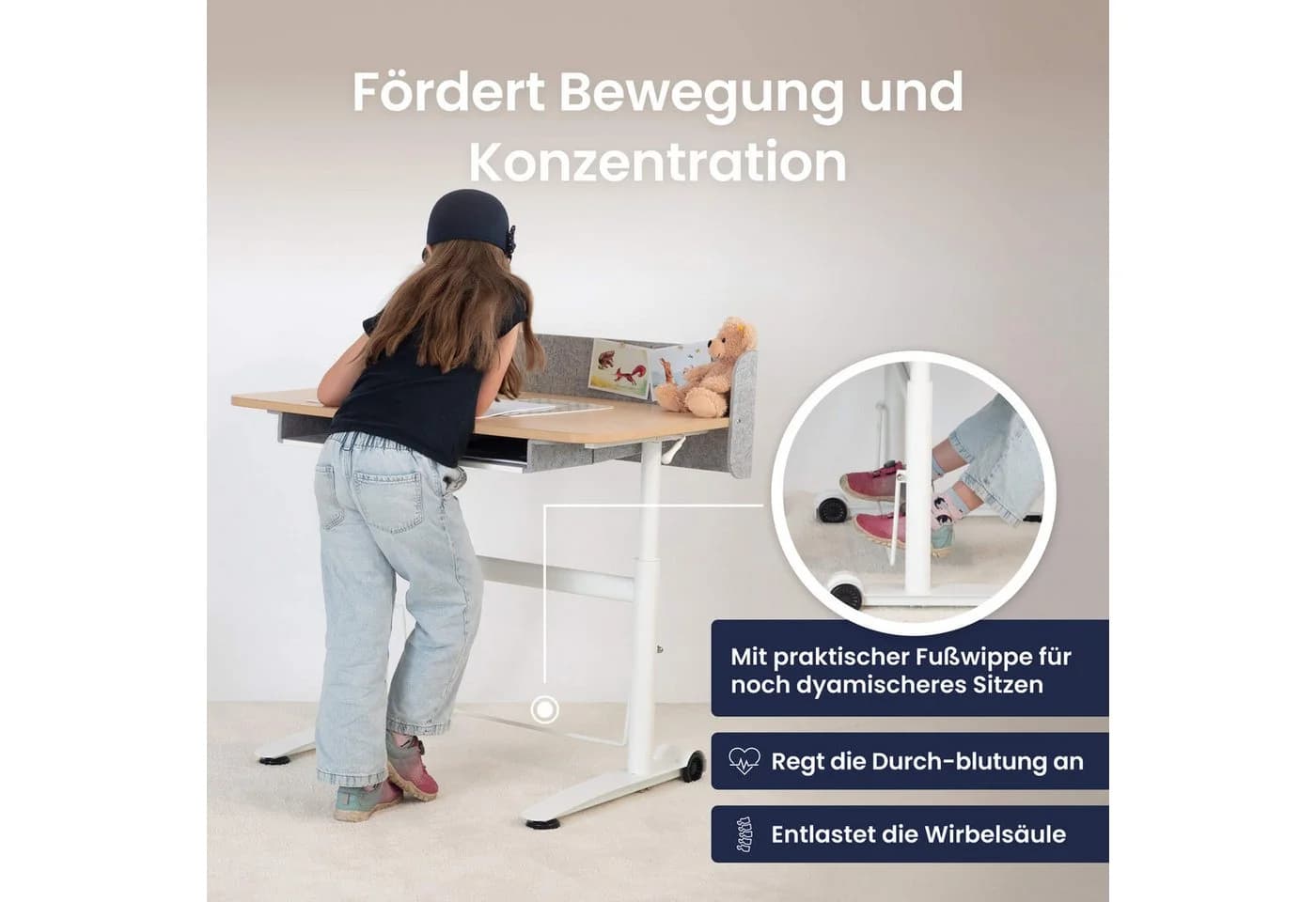 Ergotopia Kindertisch Desktopia Kids Höhenverstellbarer Kinderschreibtisch - Bild 3