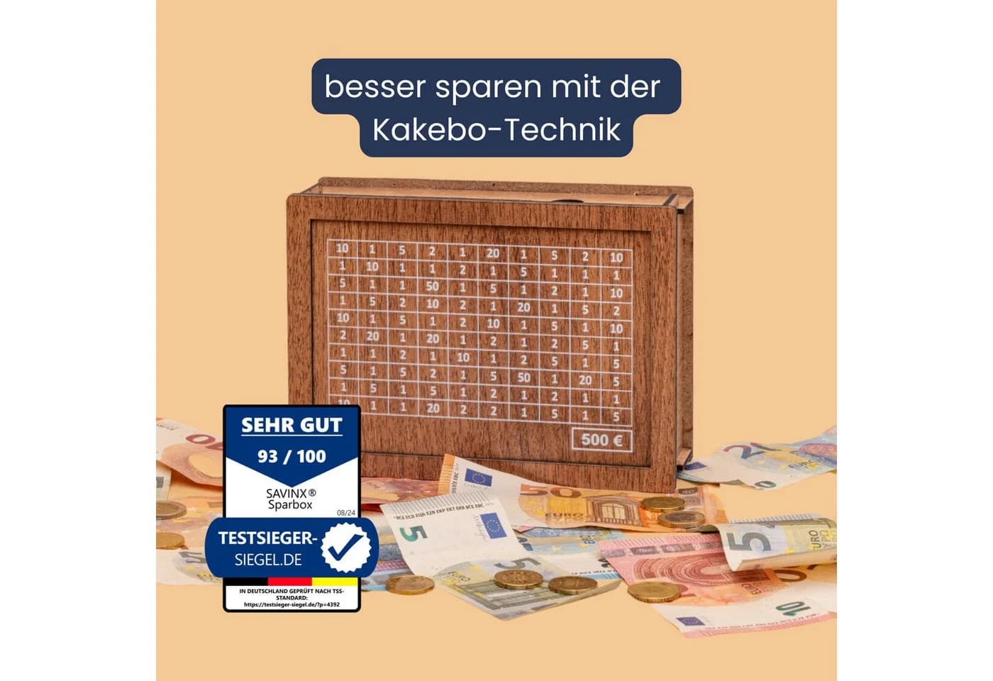SavinX Spardose SparBox Original 6 Größen Braun Wiederverwendbar - Bild 2