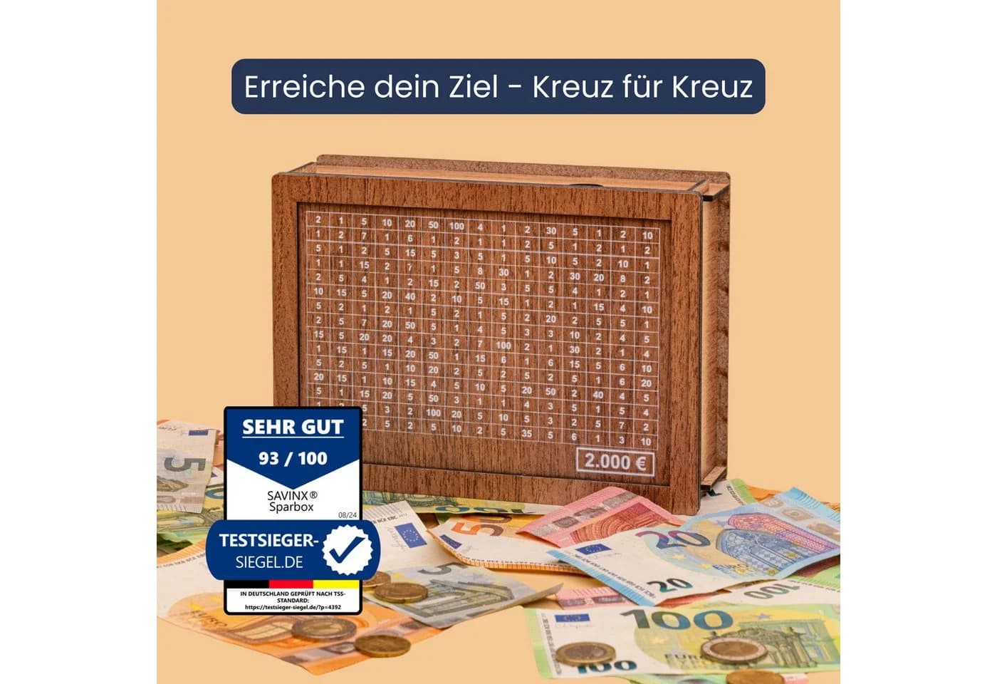 SavinX SparBox Original Spardose 6 Größen - Wiederverwendbar mit Zahlen - Bild 2