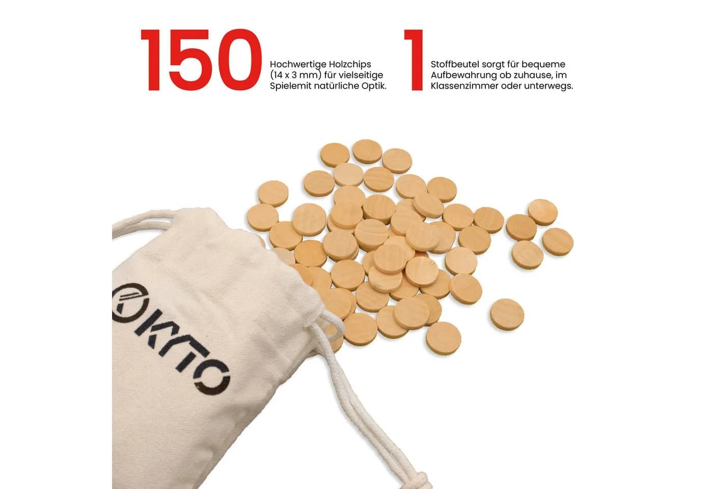 Kyto Bingo Holz Chips 150er Set - Natürliche Holzchips für Lernspiele - Bild 3
