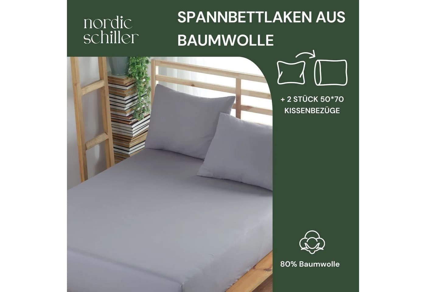 Nordic Schiller Spannbettlaken-Set Grau 100% Baumwolle Ranforce - Bild 5
