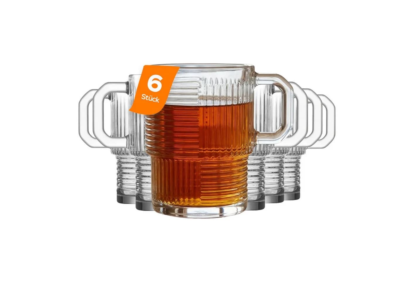 LAV Gläser-Set Helen 6-tlg. mit Henkel, 270ml, Glas, Transparent - Bild 2