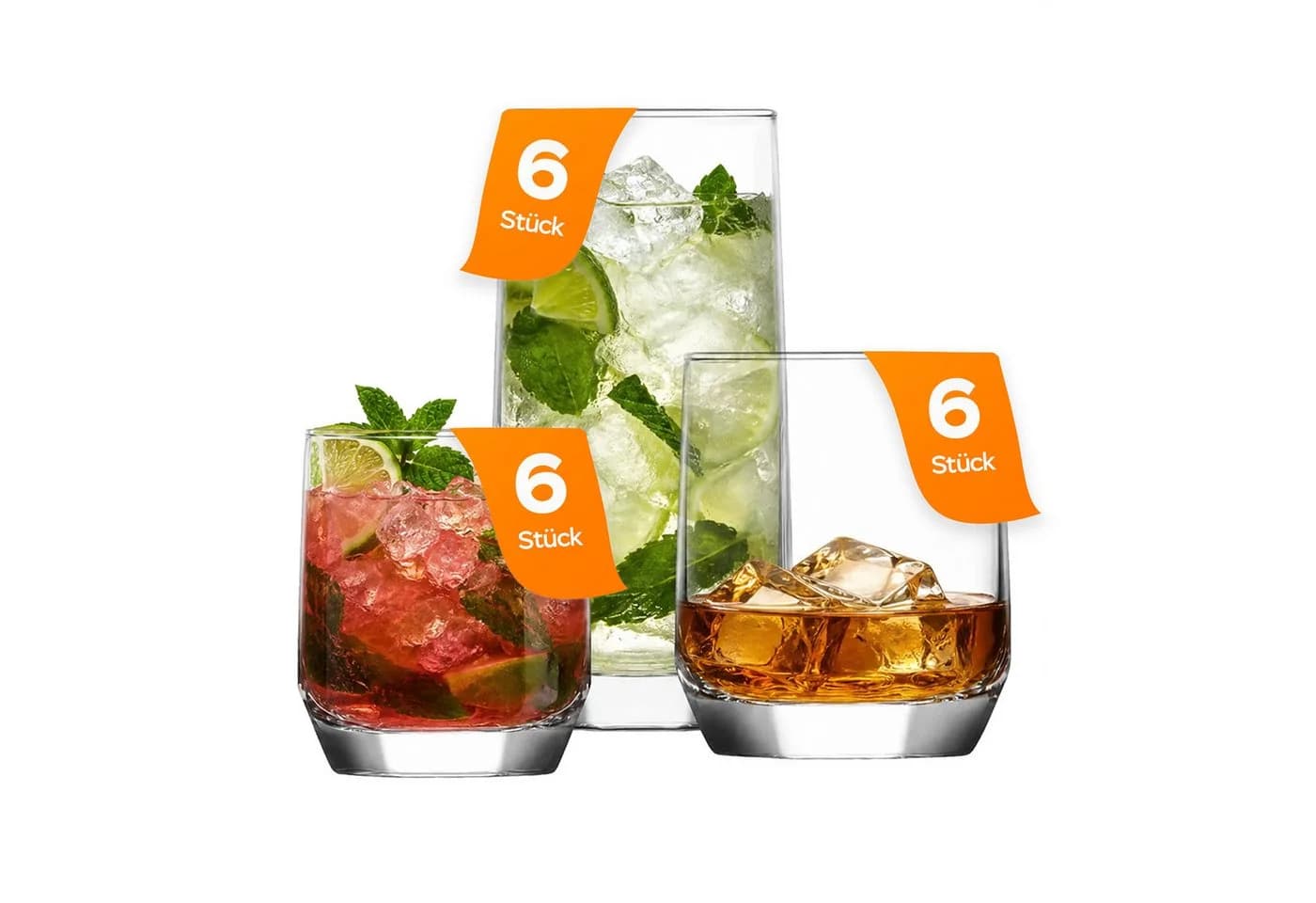 LAV Gläser-Set Diamond 18-tlg. Glas Transparent Facettiert - Bild 2