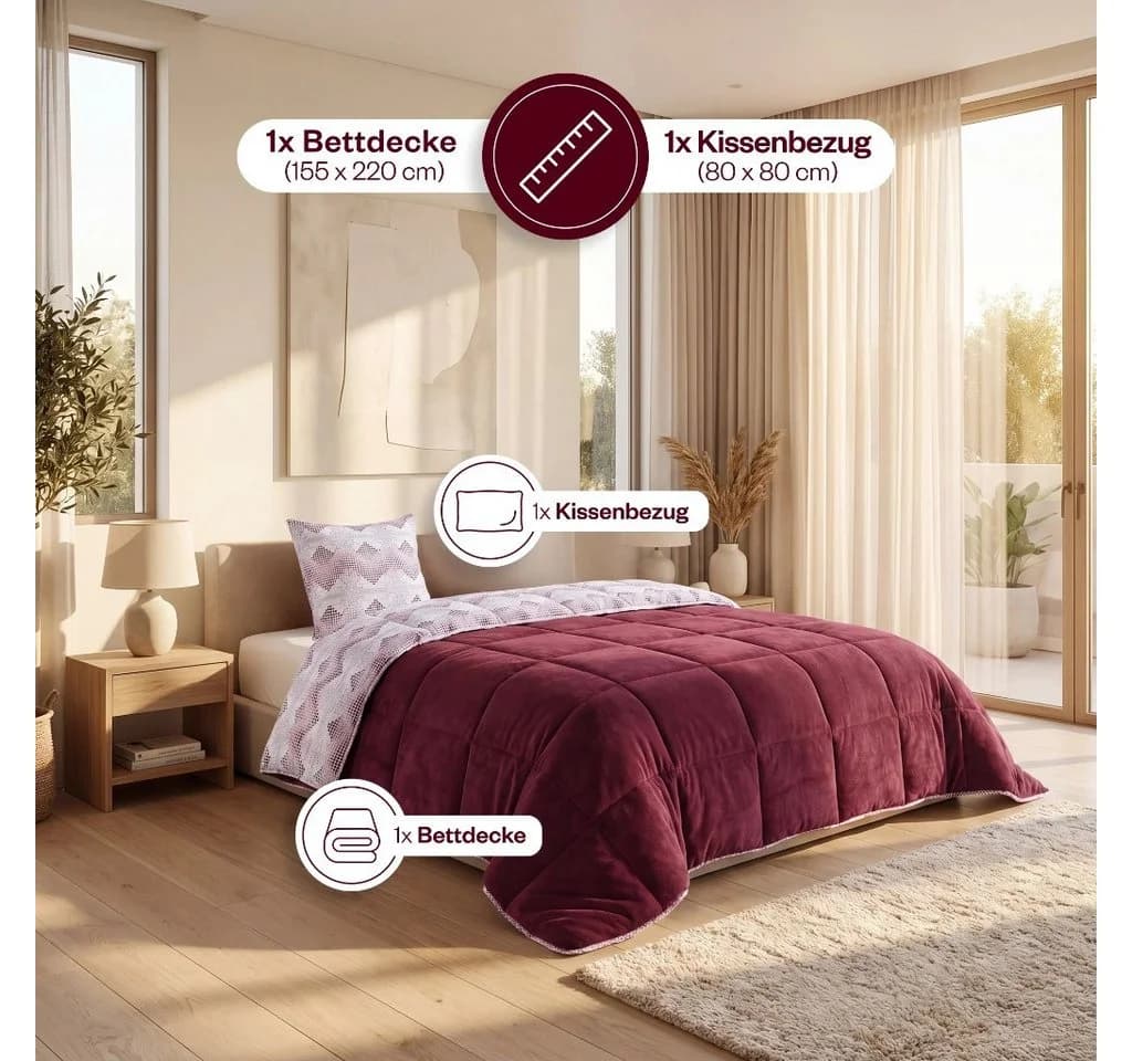 Nordic Schiller 4-Jahreszeitenbett Formeya Steppdecken-Set Rot - Bild 5