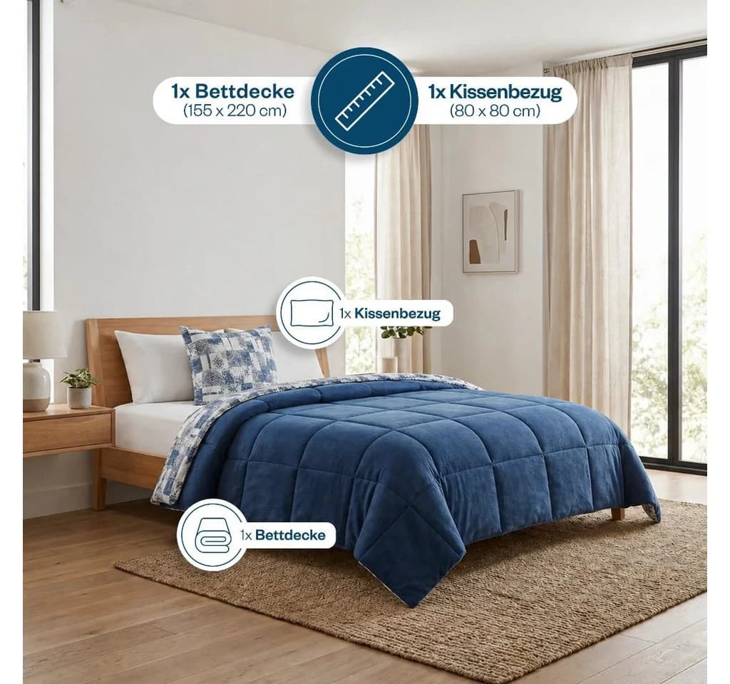 Nordic Schiller 4-Jahreszeitenbett Formeya Steppdecken-Set Blau - Bild 5