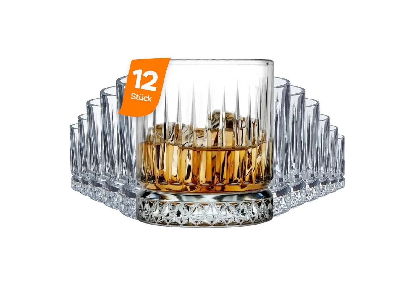 Pasabahce Elysia Whiskyglas-Set 6-tlg. Glas Transparent Art-Déco - Bild 2