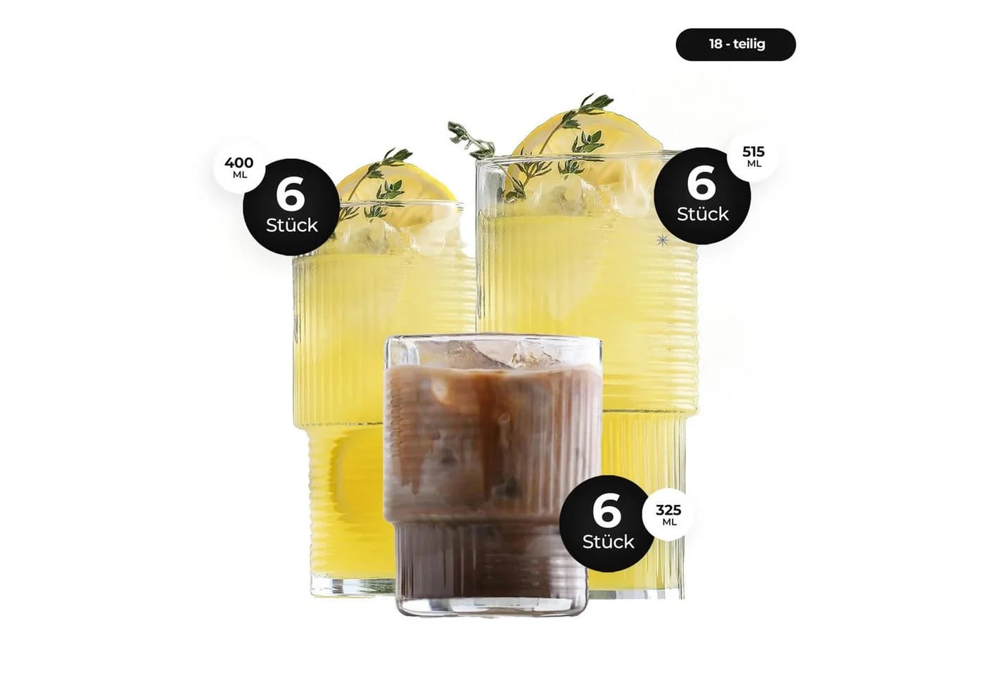 LAV Gläser-Set Helen 18-teilig Transparent Stapelbar