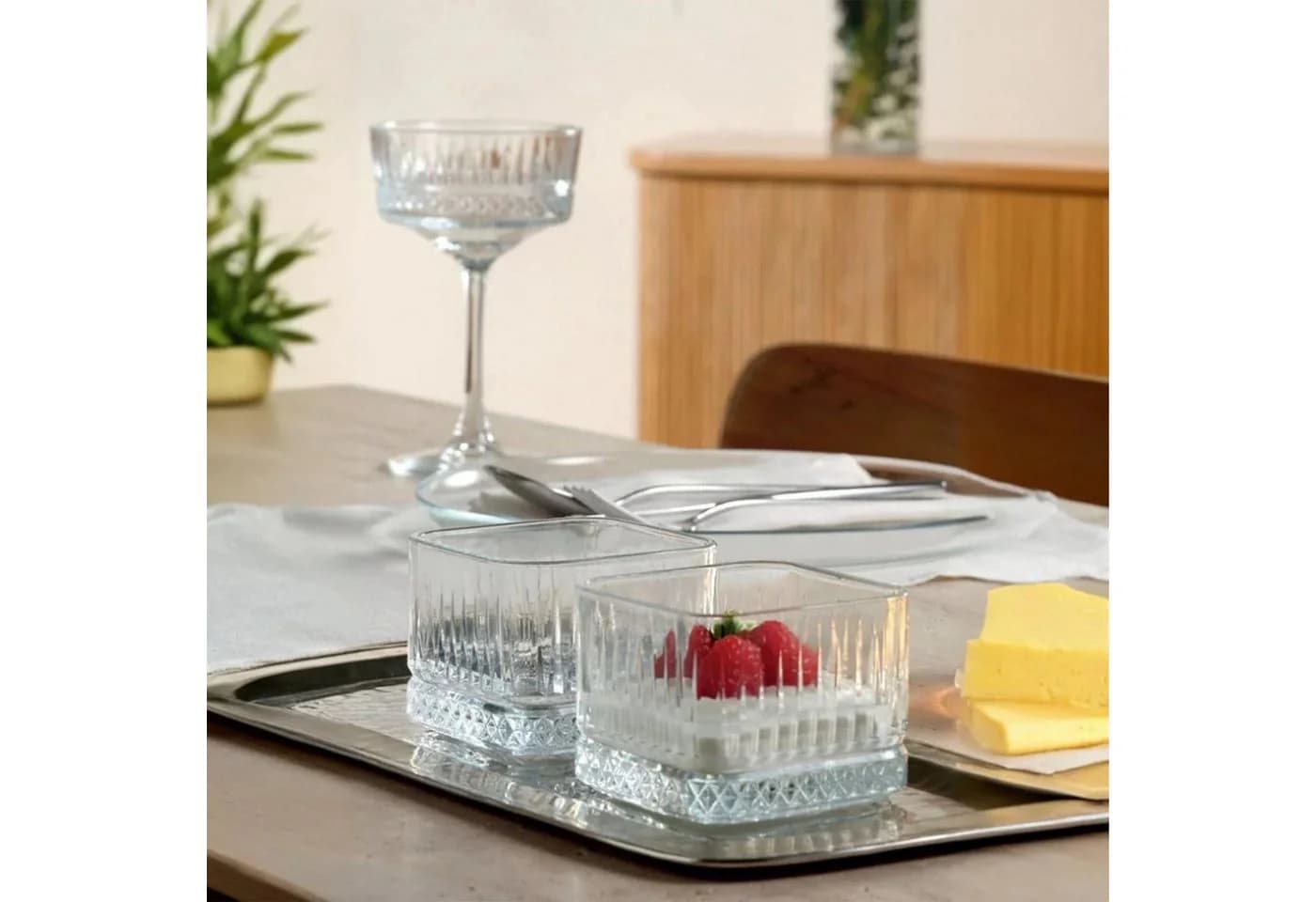 Pasabahce Elysia Stapelbare Quadratische Glasschale 235 ml 6er-Set Transparent - Bild 4