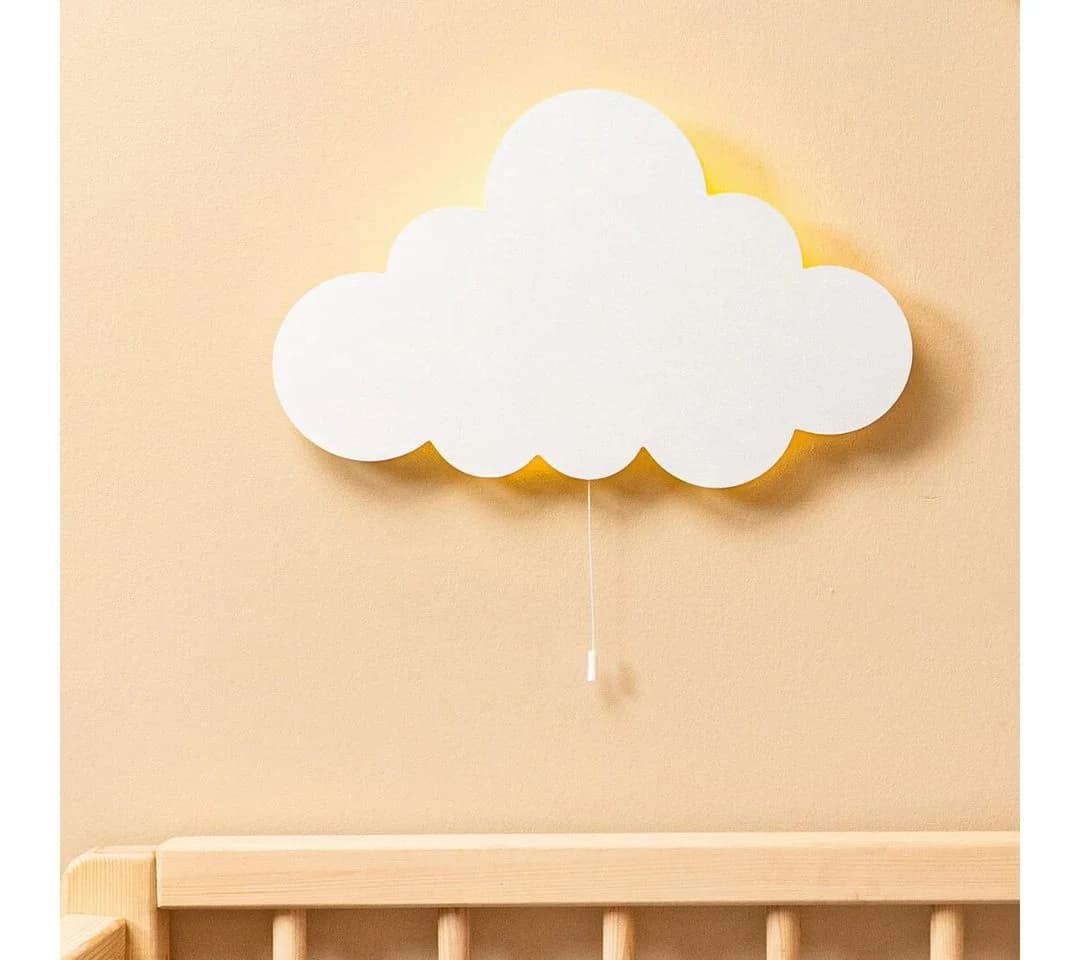 COZYCOLLECTIONS LED Wandleuchte Stern Wolke Holzoptik handbemalt