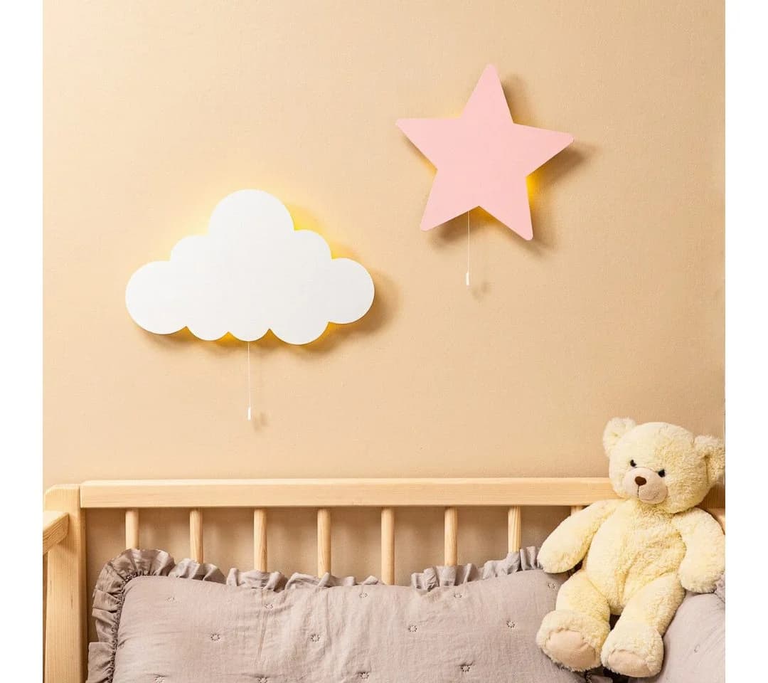 COZYCOLLECTIONS LED Wandleuchte Nachtlicht Rosa/Weiß Holz