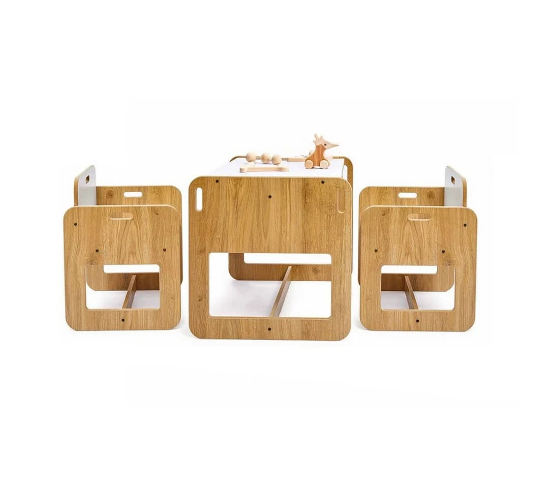 COZYCOLLECTIONS Kindersitzgruppe 3-tlg. Beige/Weiß Holz Montessori - Bild 4