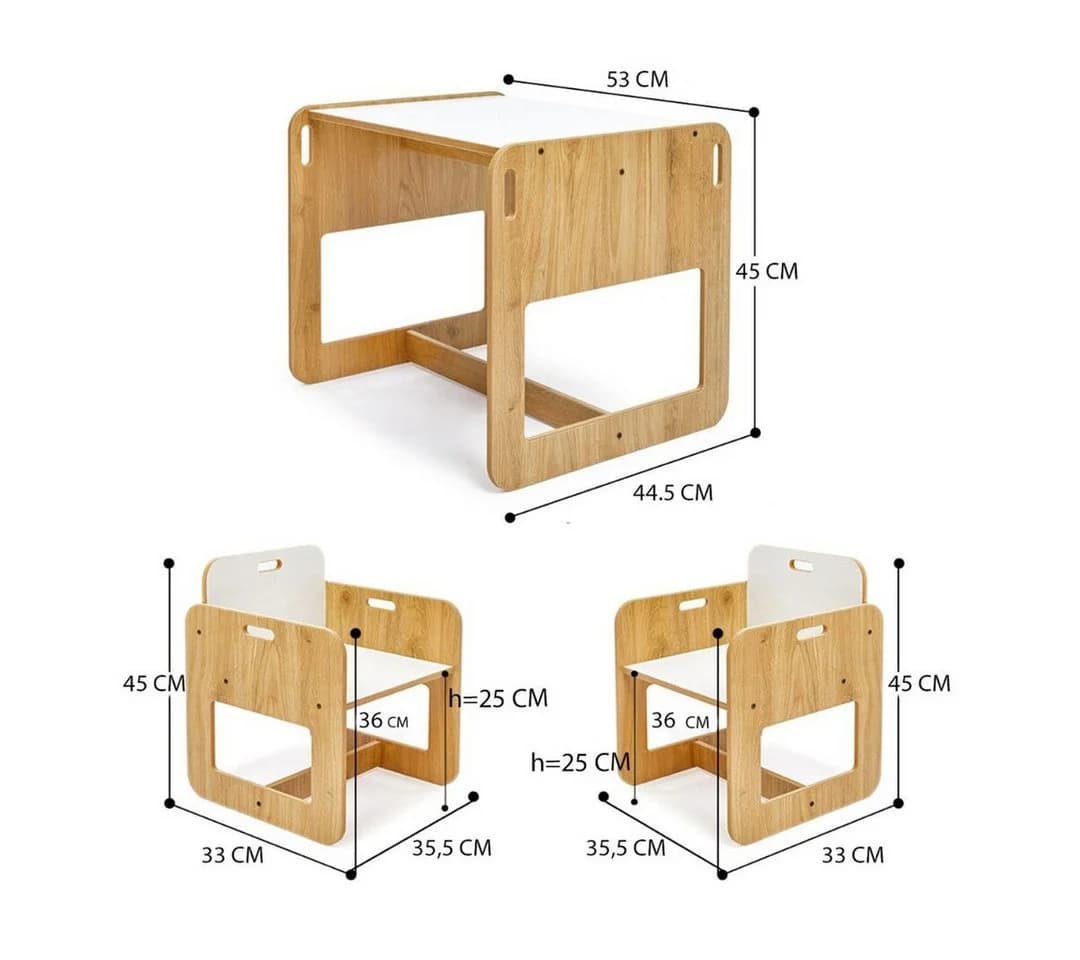 COZYCOLLECTIONS Kindersitzgruppe 3-tlg. Beige/Weiß Holz Montessori - Bild 5
