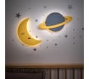 COZYCOLLECTIONS LED Wandleuchte Wandnachtlicht Holzoptik Mond Planet Bild 2