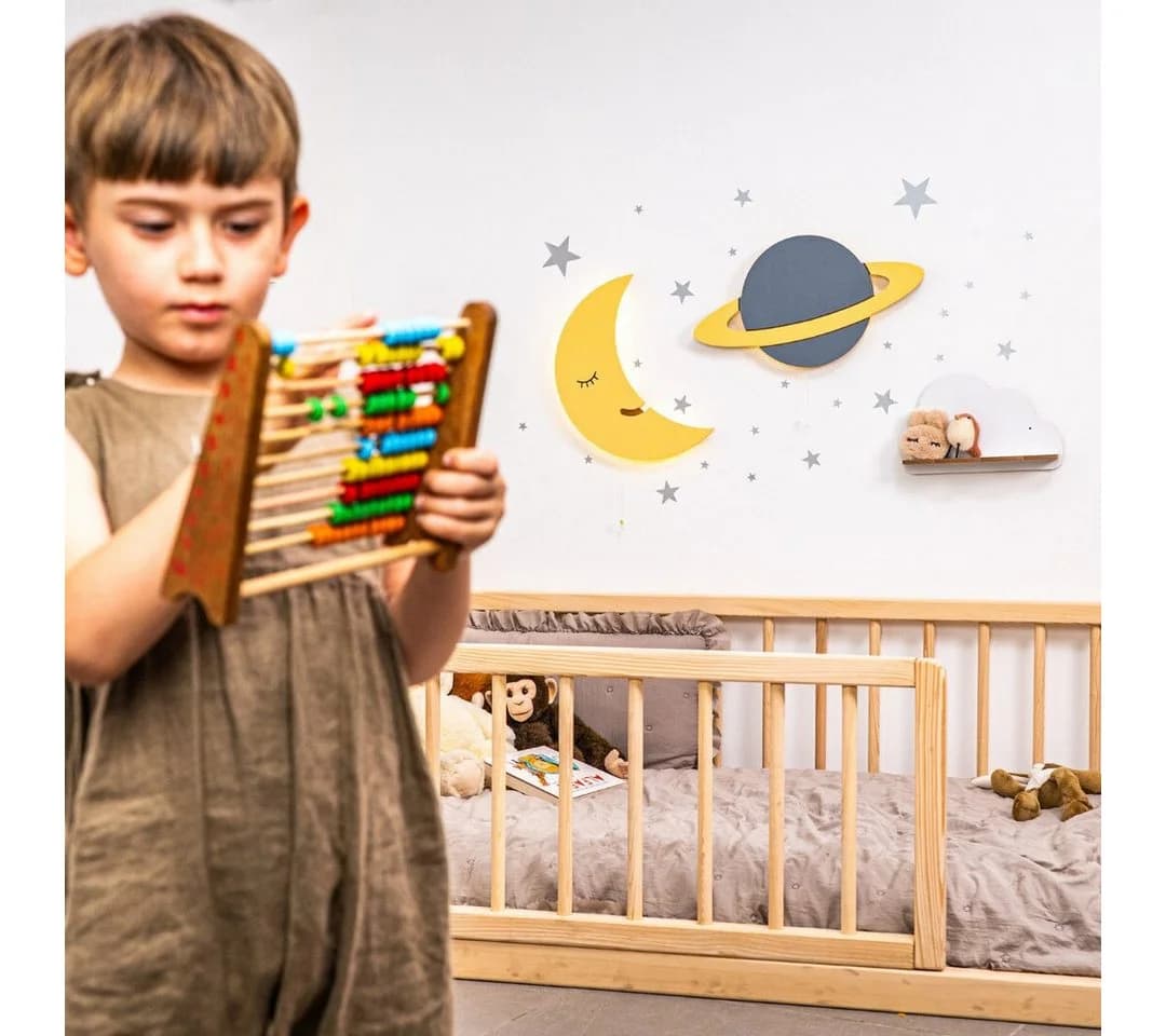 COZYCOLLECTIONS LED Wandleuchte Wandnachtlicht Holzoptik Mond Planet - Bild 3