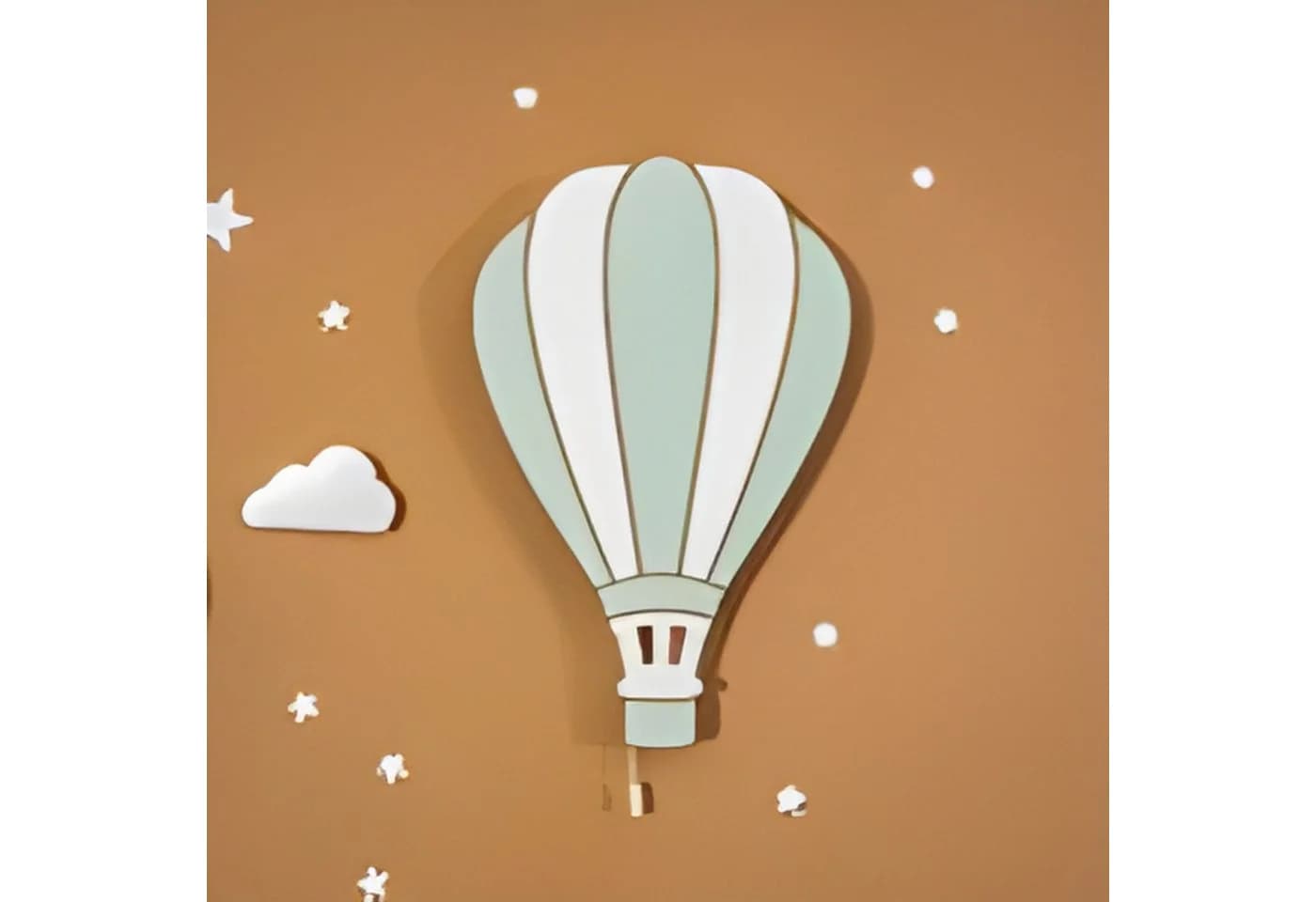 COZYCOLLECTIONS LED Wandleuchte Heißluftballon Grün Holz