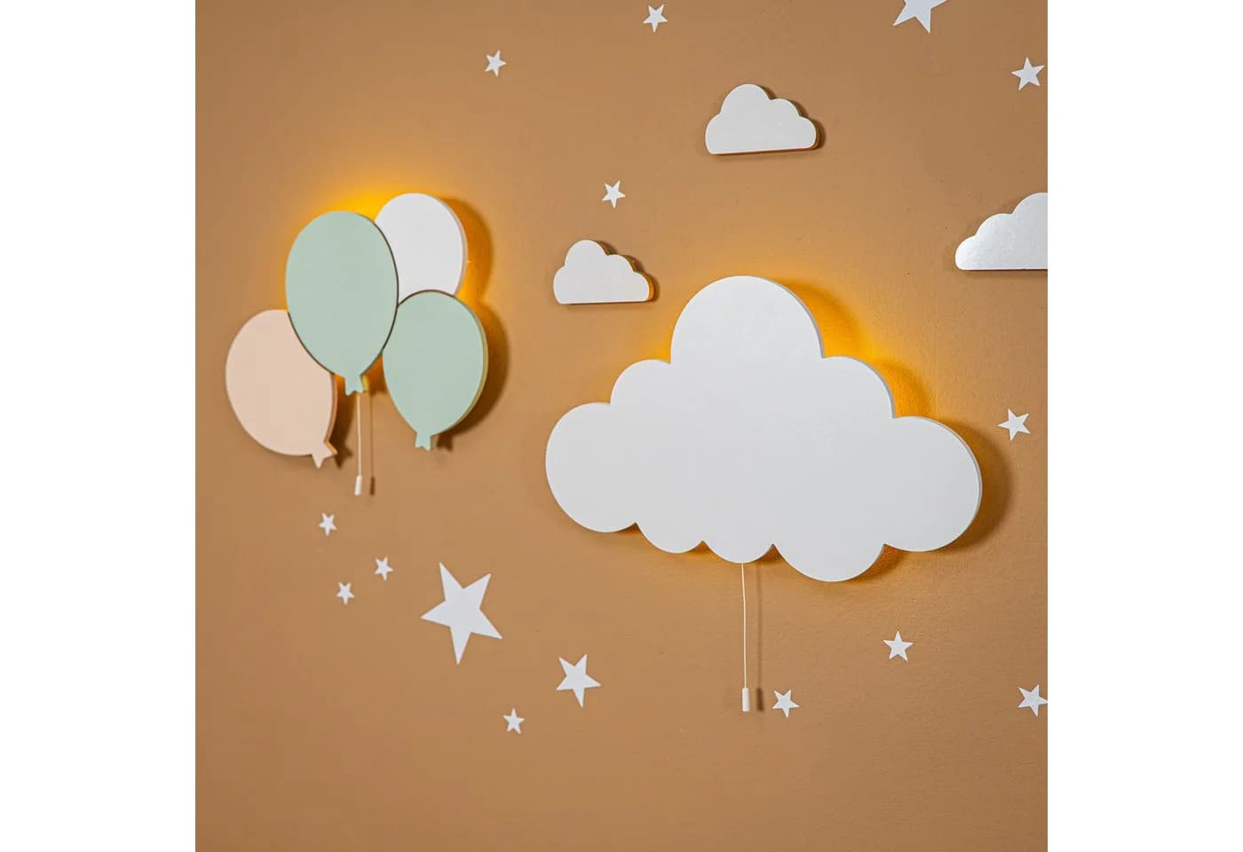 COZYCOLLECTIONS LED Wandleuchte Ballons & Wolke Massivholz Warmweiß - Bild 2