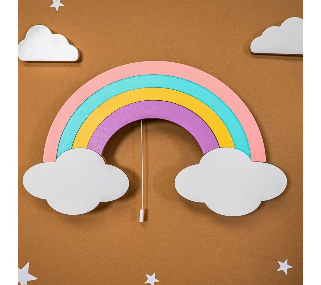 COZYCOLLECTIONS LED Wandleuchte Regenbogen Holz Warmweiß