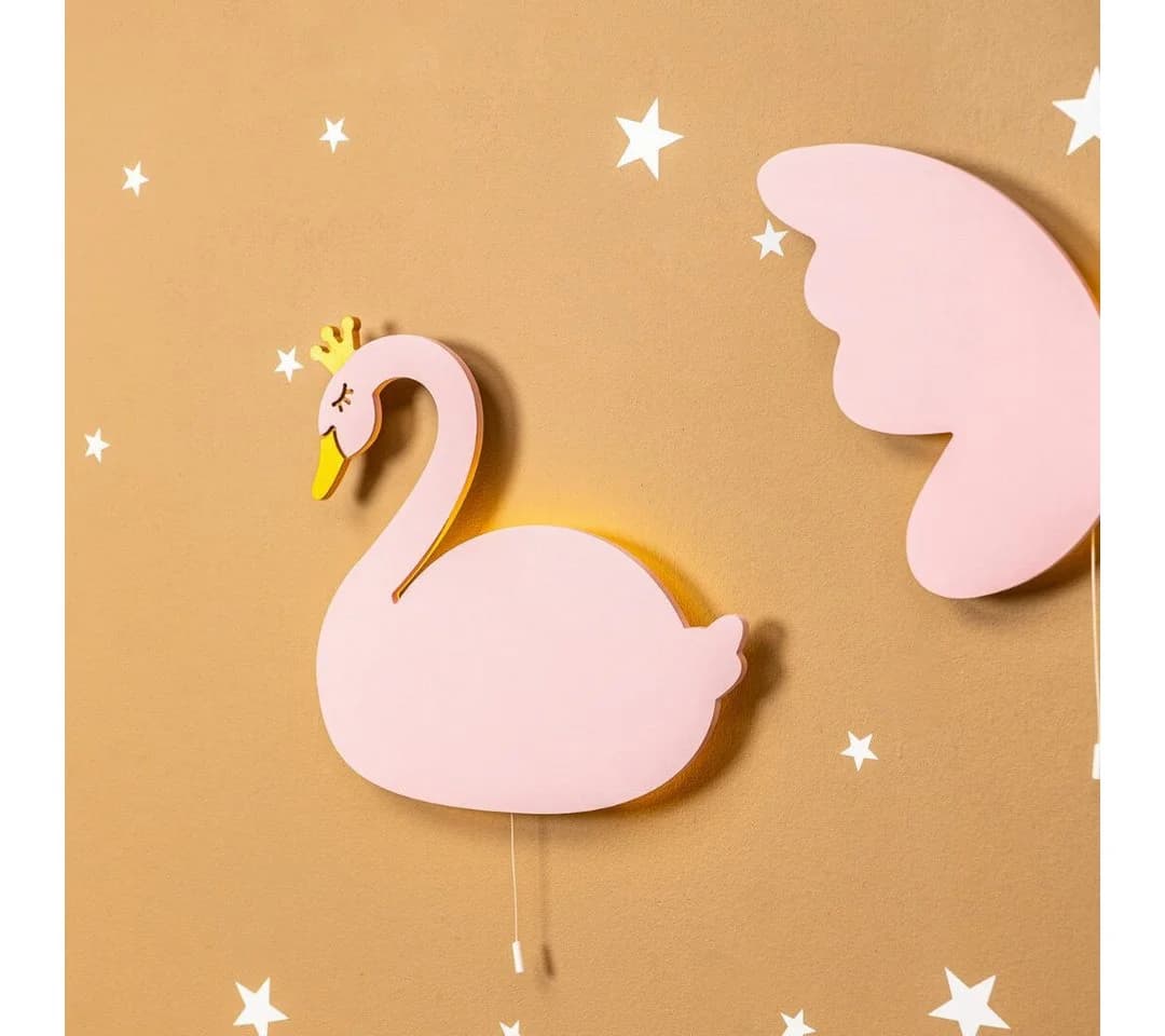 COZYCOLLECTIONS LED Wandleuchte Prinzessinnenschwan Rosa Handbemalt