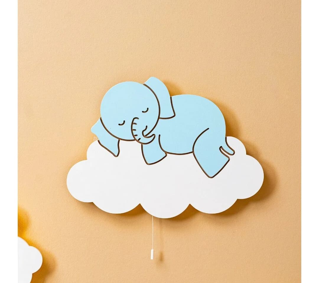 COZYCOLLECTIONS LED Wandleuchte Elefant Wolke Holzoptik Warmweiß