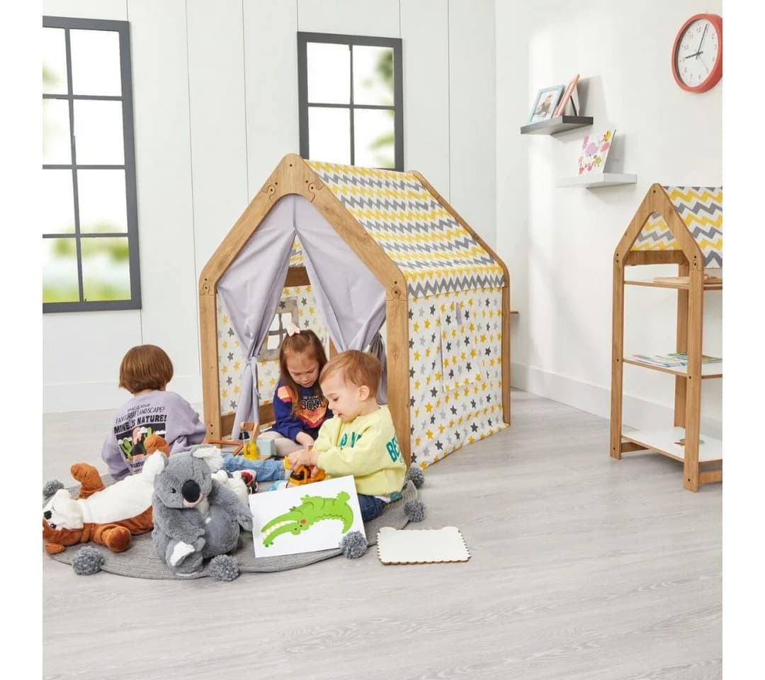 COZYCOLLECTIONS Montessori Spielhaus Naturholz mit abnehmbarem Stoffbezug - Bild 2
