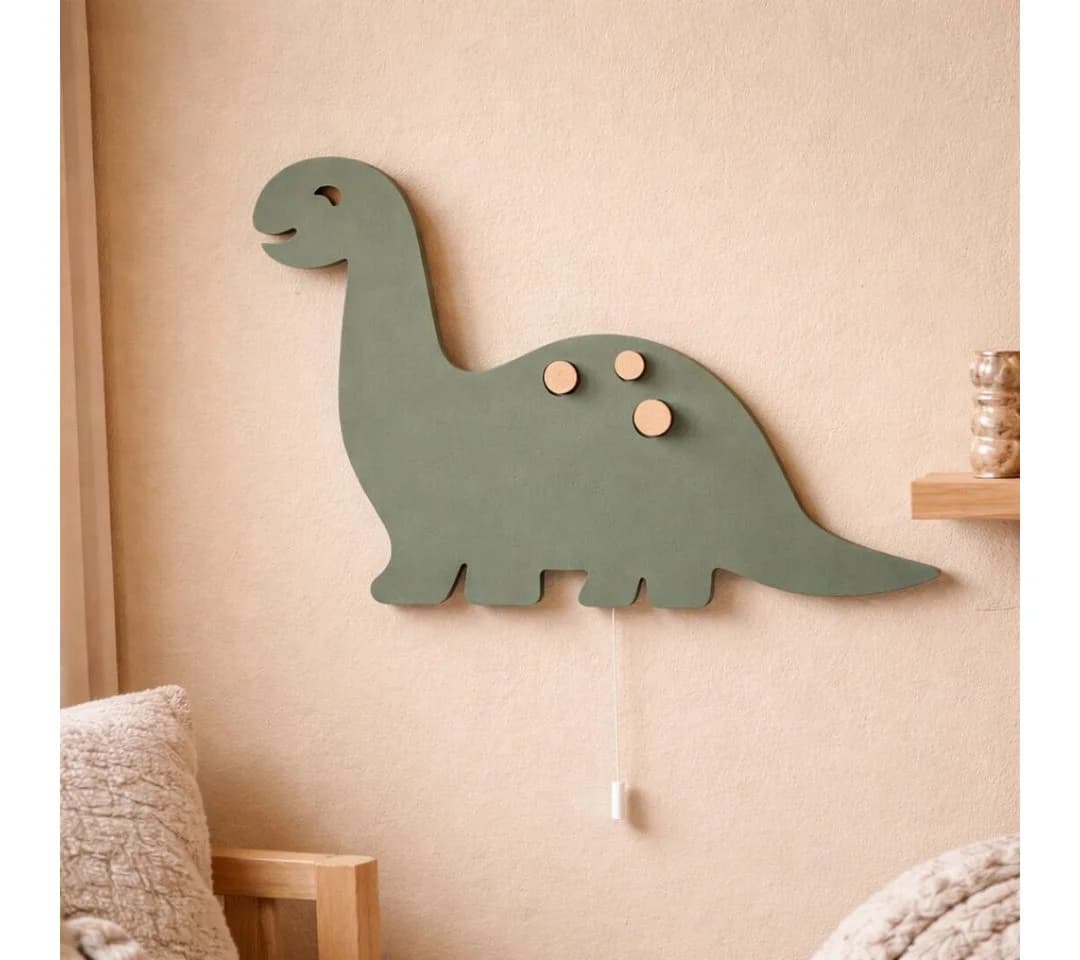 COZYCOLLECTIONS LED Wandleuchte Dinosaurier Salbeigrün Holz - Bild 2