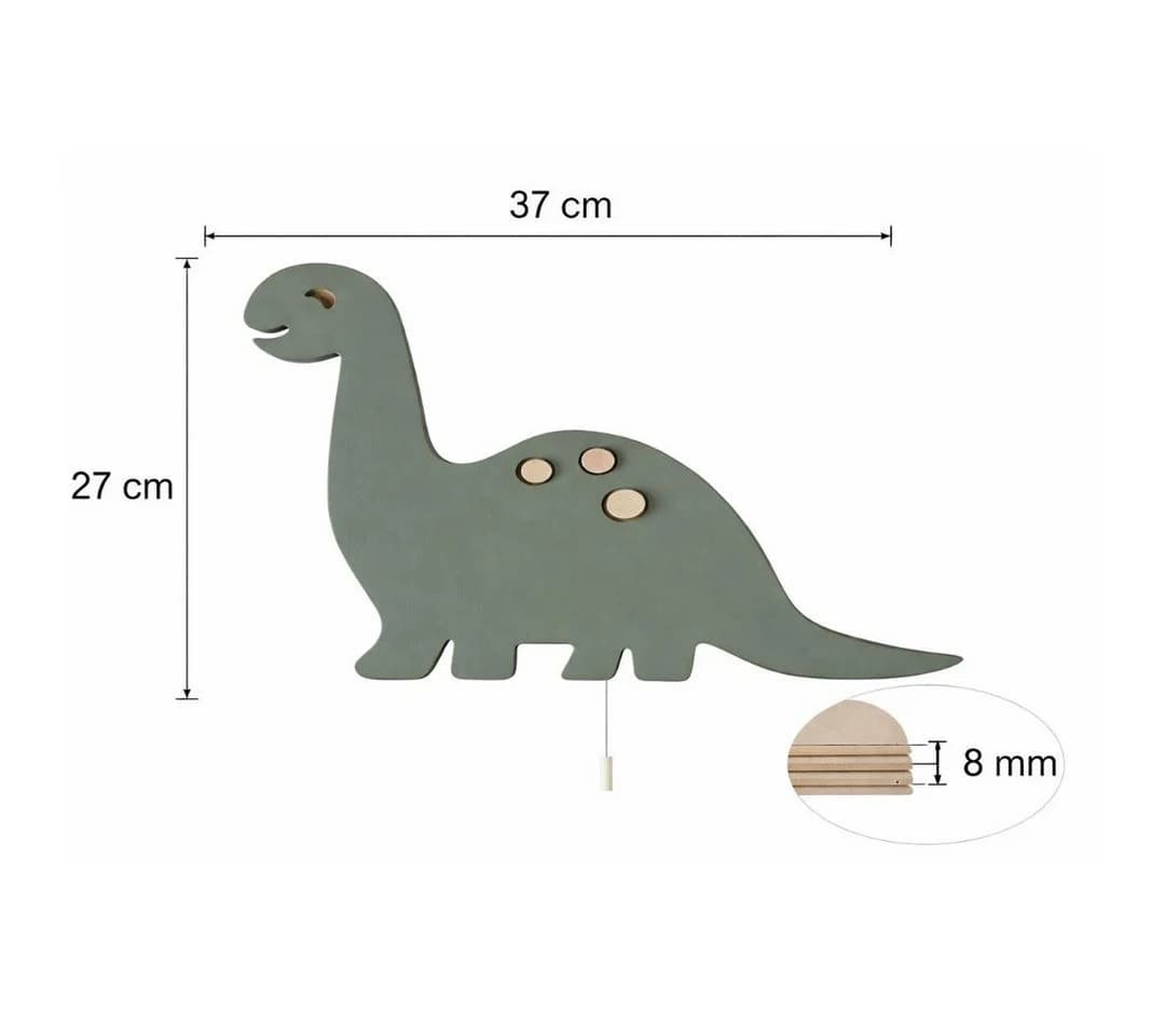 COZYCOLLECTIONS LED Wandleuchte Dinosaurier Salbeigrün Holz - Bild 3