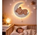 COZYCOLLECTIONS LED Wandleuchte Bär auf Mond 36 cm Beige Warmweiß Bild 2