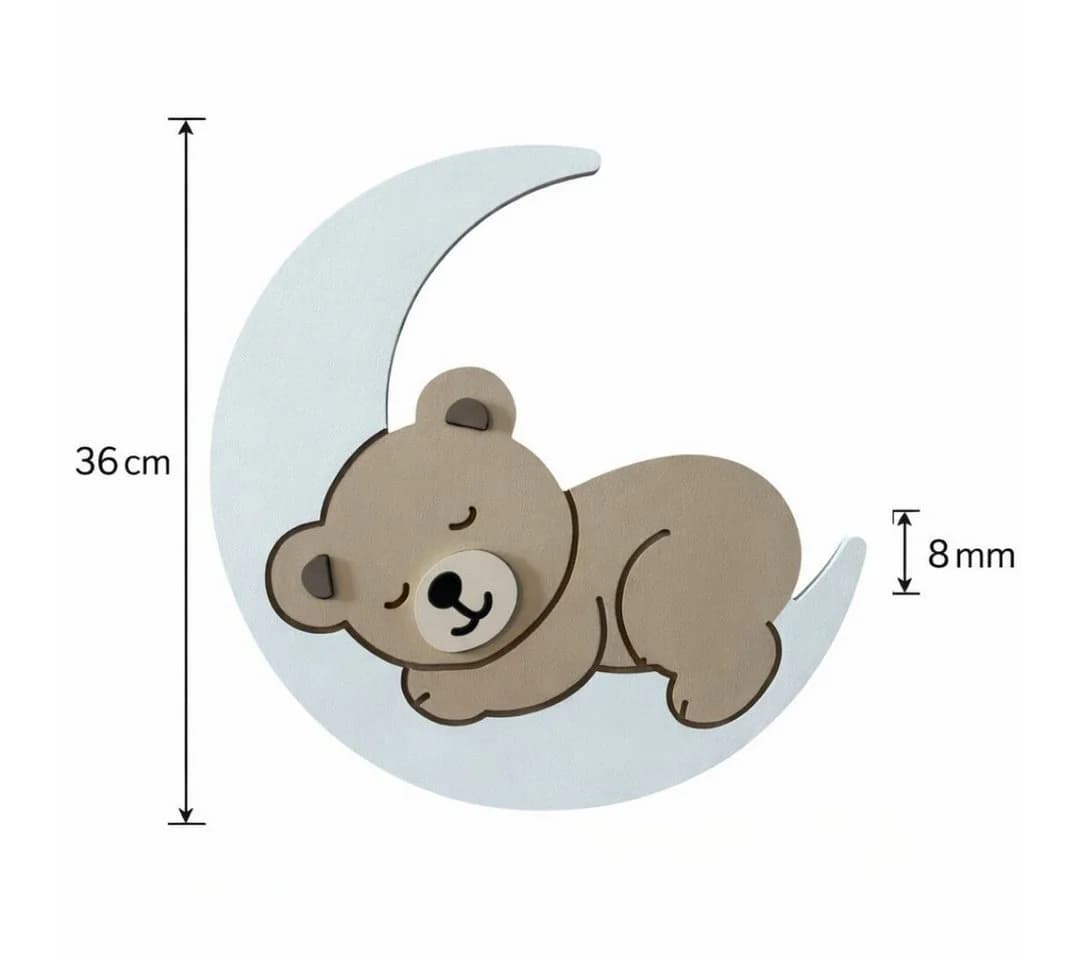 COZYCOLLECTIONS LED Wandleuchte Bär auf Mond 36 cm Beige Warmweiß - Bild 3