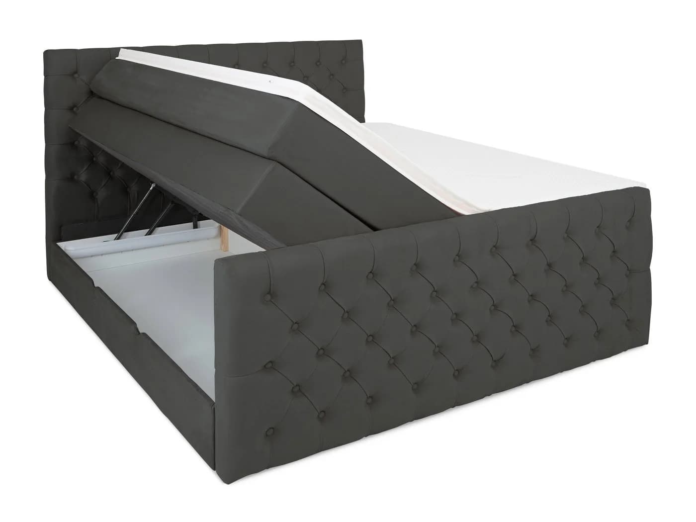 wonello Boxspringbett Victoria mit Bettkasten und Matratze - Samt grau - Bild 3