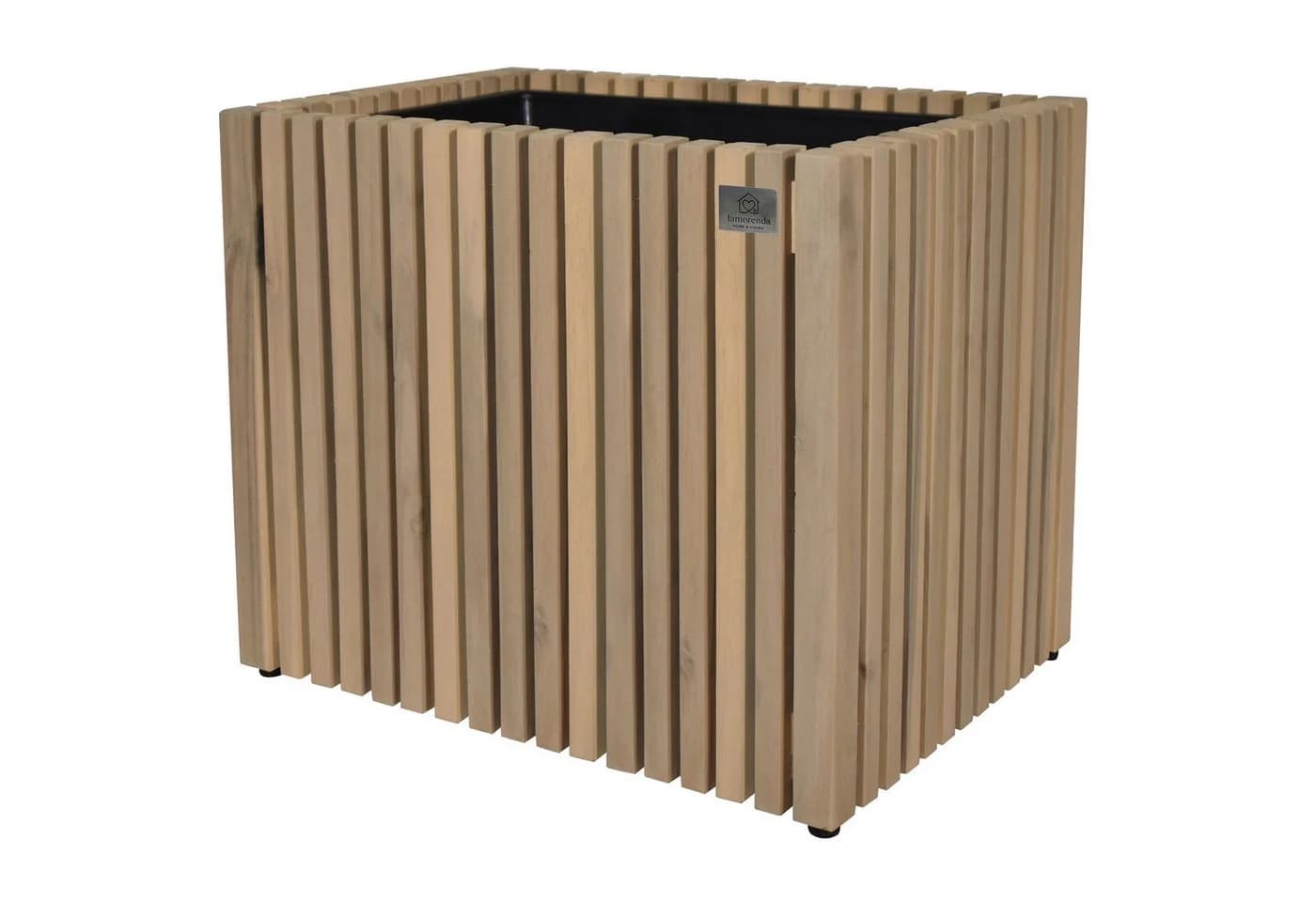 LAMORENDA Pflanzkübel Aruba Weiß Beige Akazienholz