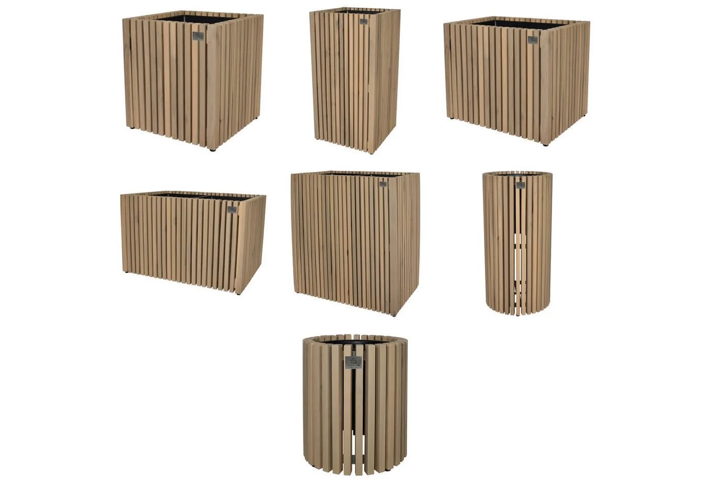 LAMORENDA Pflanzkübel Aruba Weiß Beige Akazienholz - Bild 2
