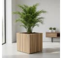 LAMORENDA Pflanzkübel Aruba Weiß Beige Akazienholz Bild 3
