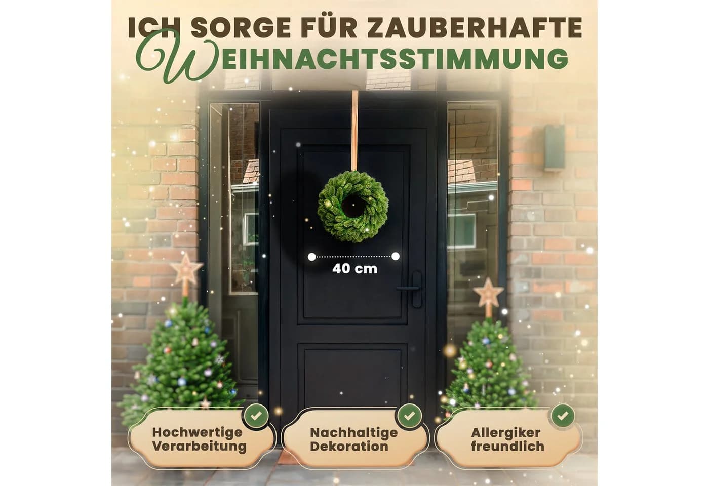 ArtiTree Weihnachtskranz künstlich mit/ohne LED Nordmanntanne-Optik