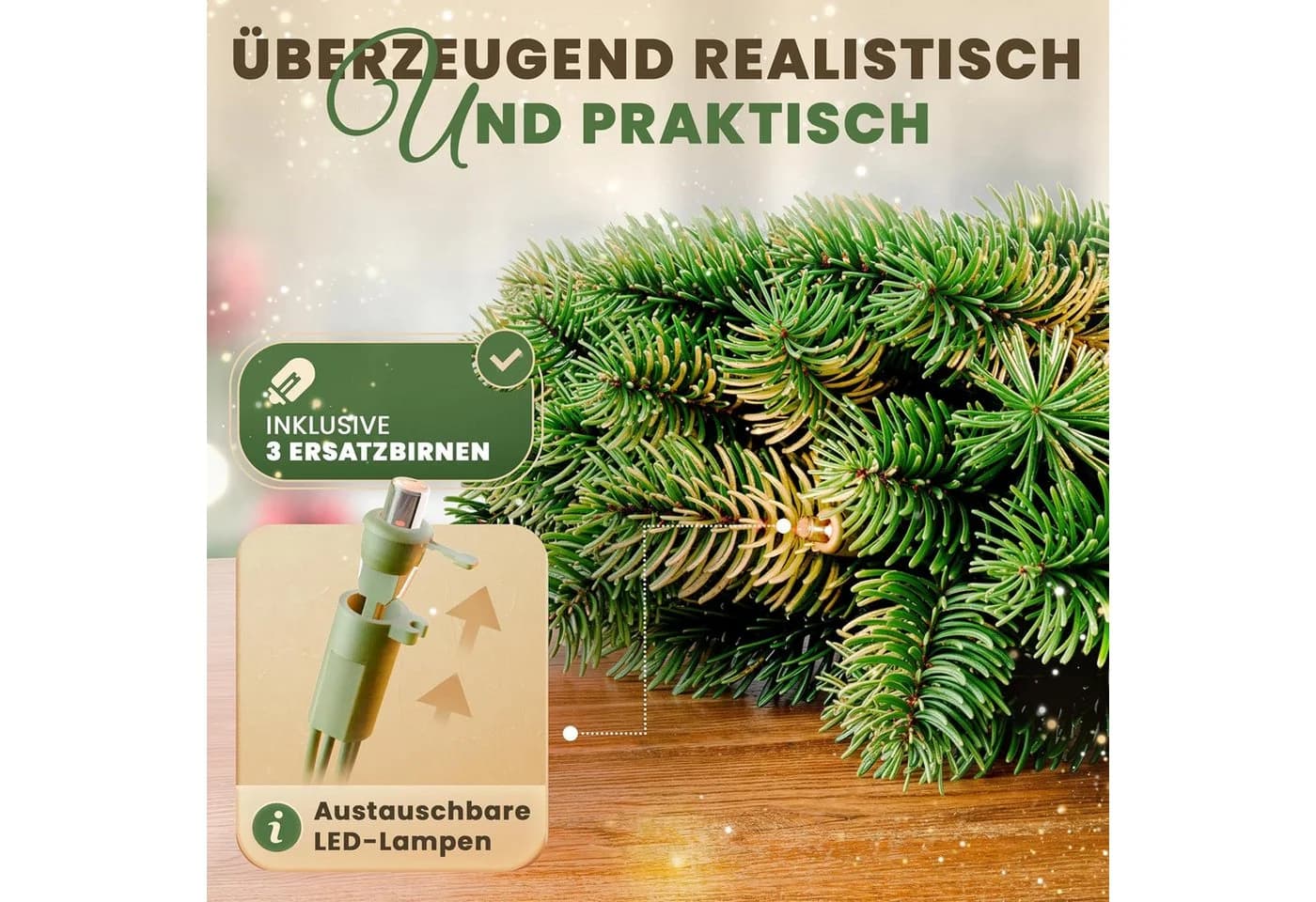 ArtiTree Weihnachtskranz Türkranz künstlich 40-120 cm mit/ohne LED - Bild 4